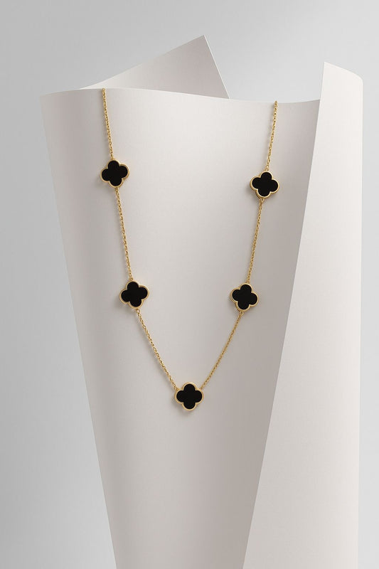 COLLAR - 5 TREBOLES NEGROS